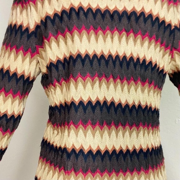 Vintage Y2K Exclusively Misook Brown Neutral Chevron Long Cardigan - Picture 6 of 7